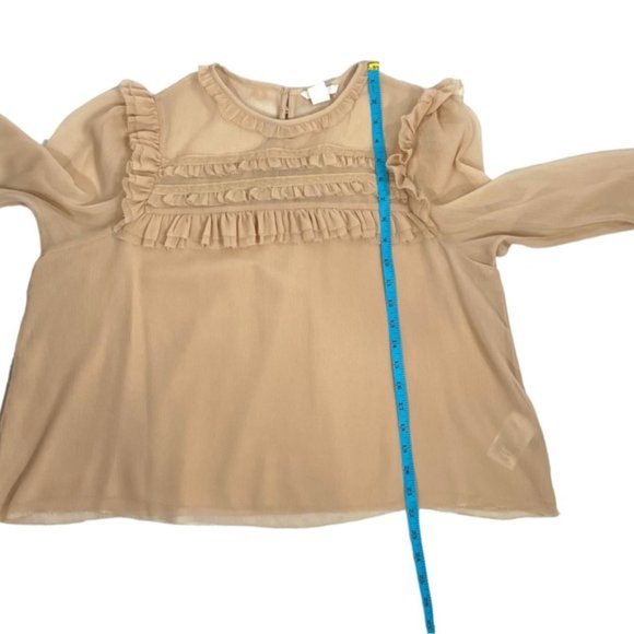 H&M Women’s Long Sleeve Peasant Top With Front Ruffle Detail - Picture 9 of 16